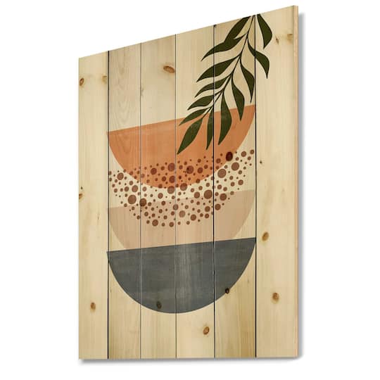 Designart - Abstract Geometrical Sun and Moon With Leaf III